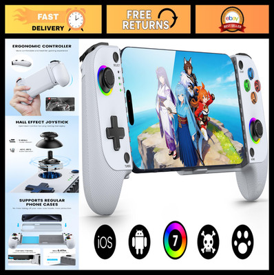 Wireless Mobile Gaming Controller for iPhone & Android - Hall Effect Joystick, E