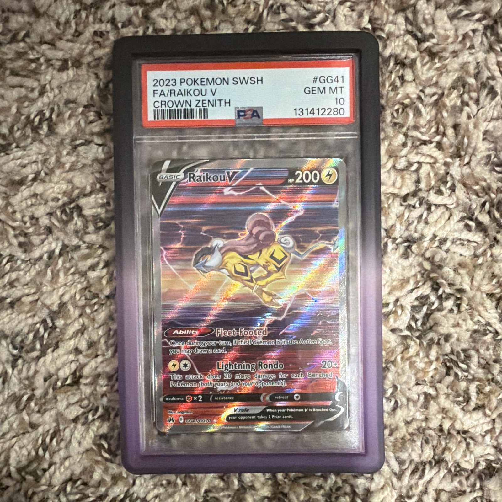 Pokemon PSA 10 2023 Crown Zenith Galarian Gallery Raikou V GG41 w guard