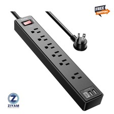 6Ft Power Strip Surge Protector - Yintar Extension Cord with 6 AC Outlets and 3.