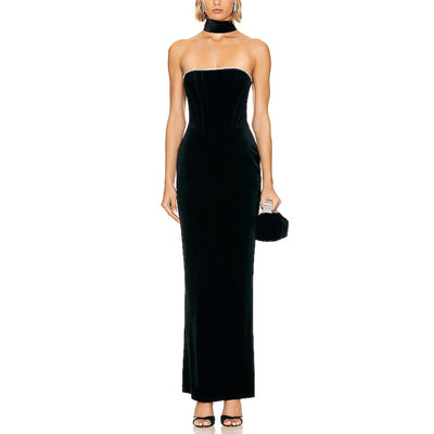 Khanums 'Karyln' Black Polyester Dress With Diamant� Detail Size M