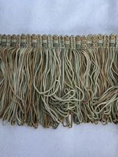 4" 5+ yards Chainette trim tassel fringe sage green rust brown upholstery