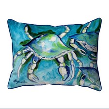 Betsy Drake White Crabs Large Indoor Outdoor Pillow 16x20