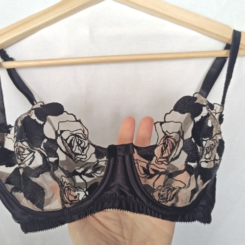 Reggiseno balconcino Dita Von Teese Rosabelle ferretto nero pizzo floreale trasparente 32C - Foto 2 di 10