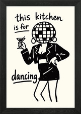 Disco Ball Head Dancing Kitchen Art Framed Wall Art Poster Canvas Print Picture