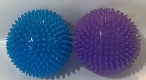 (2) Spiky Dog Balls 4.5 Inch Large Dog Purple & Blue