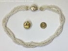 Vintage Gold Tone Clasp Beaded Faux Pearl Necklace & Clip-On Earrings Set 32.9g — photo 5