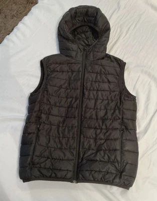 H&M Herren Steppweste schwarz Gr. S mit Kapuze Taschen Reißverschluss Polyester - Bild 1 von 2