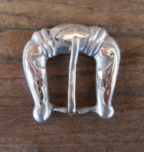 Vintage Mexican AHS Sterling Silver & Gold Inlay Western Belt Buckle 11.5 Grams