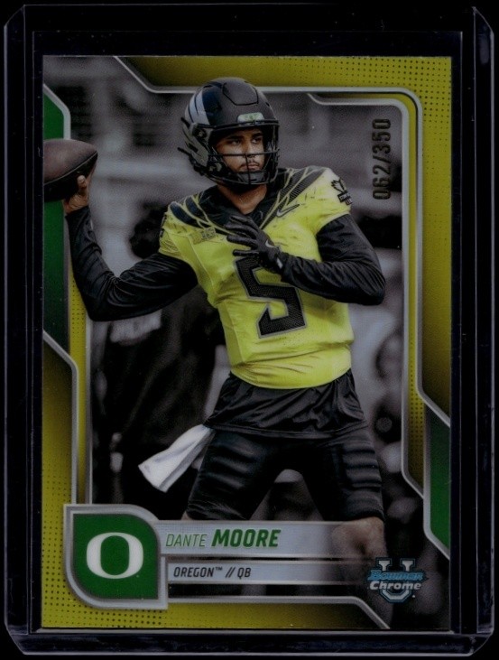 2025 Bowman Chrome University Football Dante Moore #137 Yellow Refractor /350