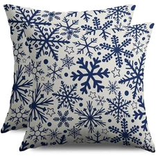 Winter Pillow Covers 18X18 Set of 2 Snowflake 18" x 18" (Pack of 2) Blue