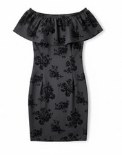 French Atmosphere Black Floral Off Shoulder Bodycon Dress Juniors L