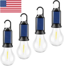 2/4PCS Solar Tent Lights USB Rechargeable Led Camping Lantern Hanging Light Bulb