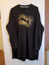 Womens PUMA Sweatshirt Dress In Black Gold Gr...