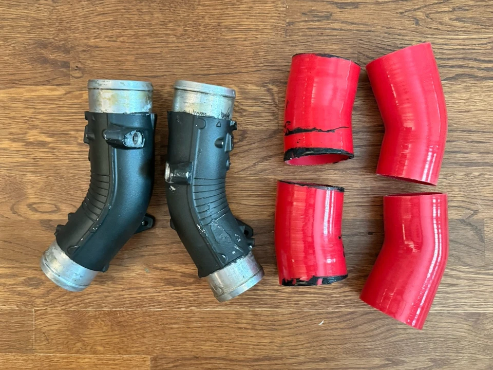 2018 Nissan GT-R R35 OEM LH & RH BOV Upper Intercooler Charge Pipes - Image 3 of 4