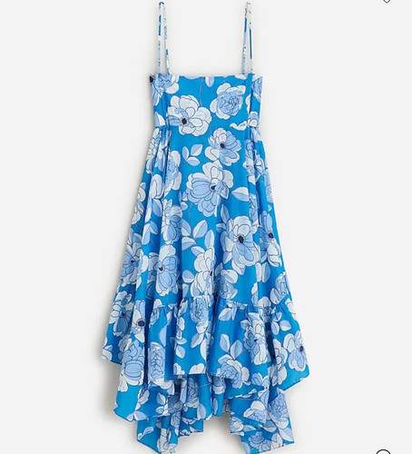 J Crew wandelbares Strandkleid linear Pfingstrosen blau neu mit Etikett M - Bild 1 von 2