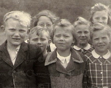 Vintage Photo 1930s Schoolchildren Group Portrait Plaid Dresses Rural Class