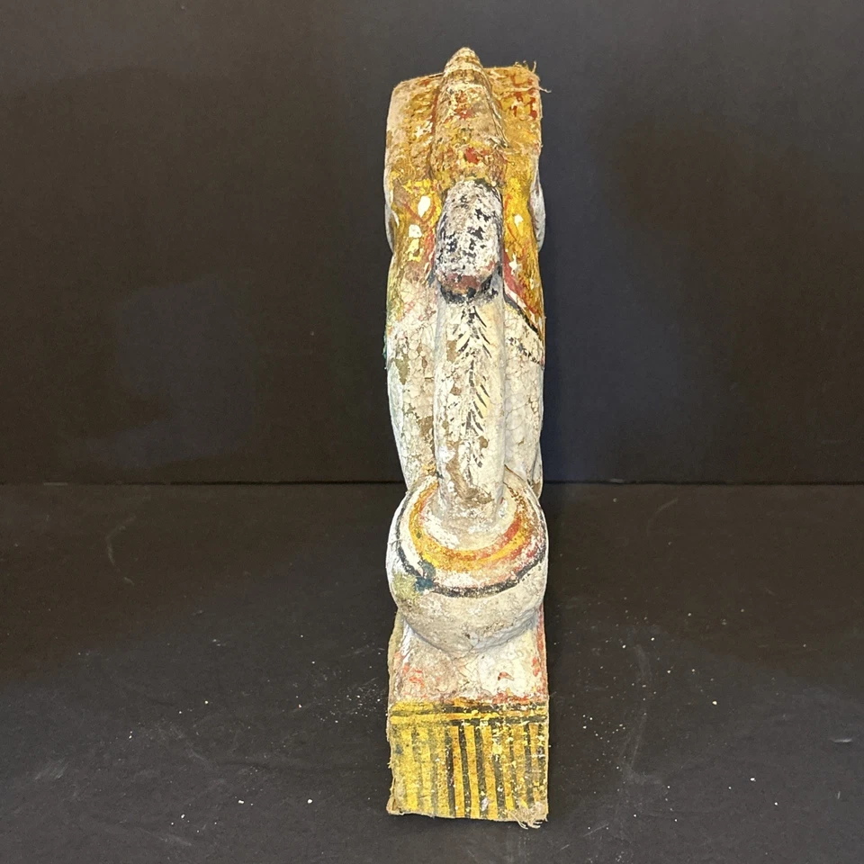 古董印度手工雕刻手绘实木狮子雕像 10 x 7 x 2 — 第 4/4 张图片