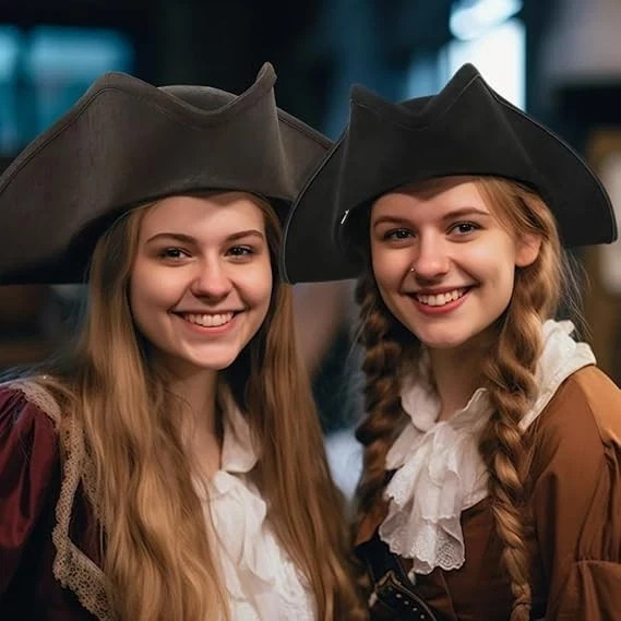 Pirate Hat for Women & Men Colonial Tricorn Halloween Adult Revolutionary war C