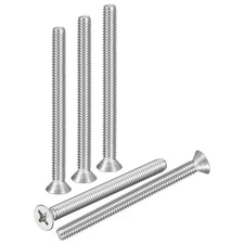 1/4"-20x3" Flat Head Machine Screws -25pcs -304 Stainless Steel -Silver
