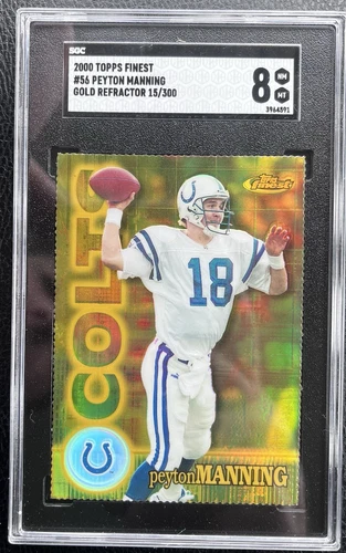 2000 TOPPS FINEST GOLD REFRACTOR DIE CUT #56 PEYTON MANNING #/100 SGC 8 HTF