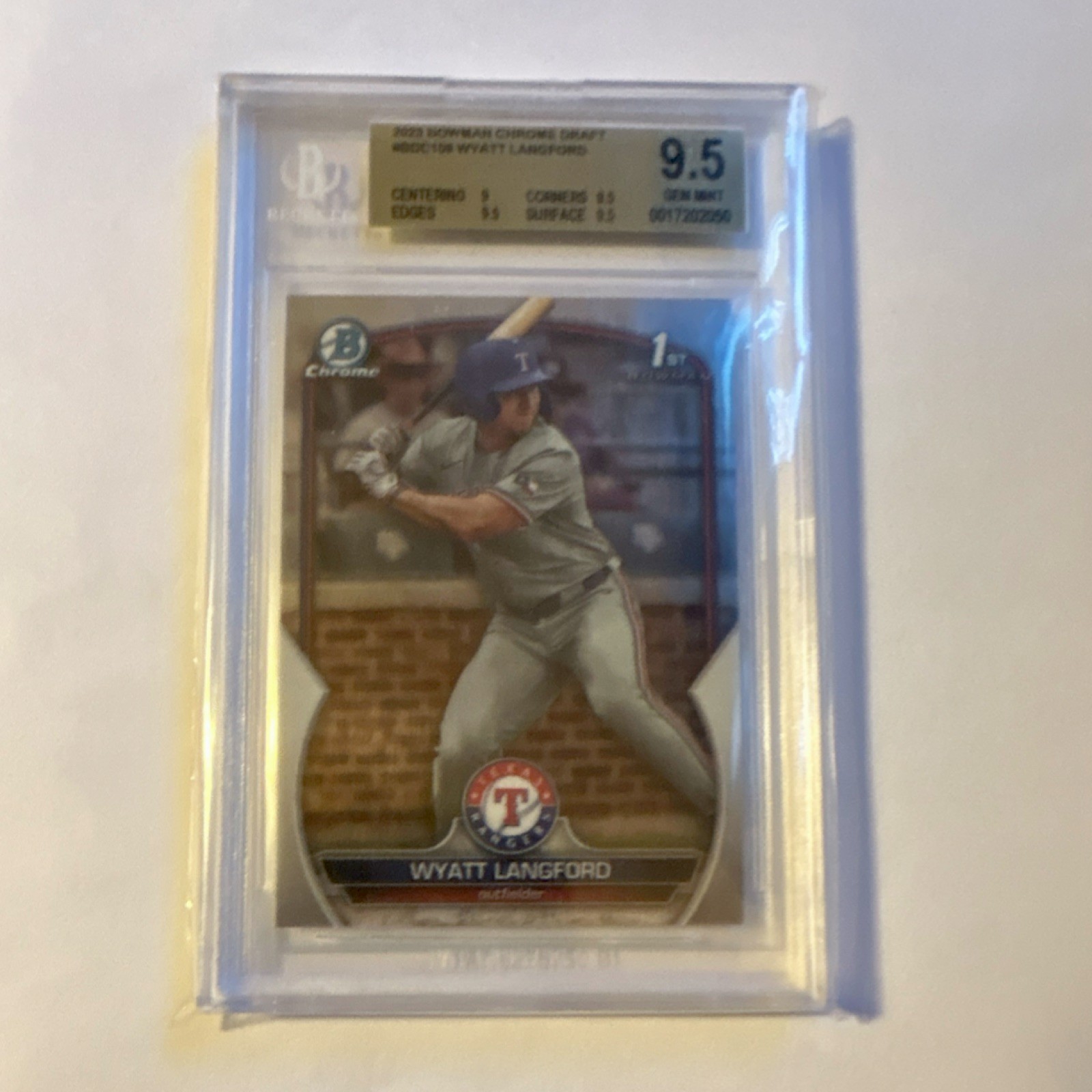 Bowman 2023 Draft Chrome Wyatt Langford #BDC-106 1st Texas Rangers BGS 9.5