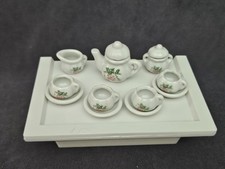 Vintage Mini Porcelain Tea Set 13pc Grapes Doll House Dishes Cups Plates Pot