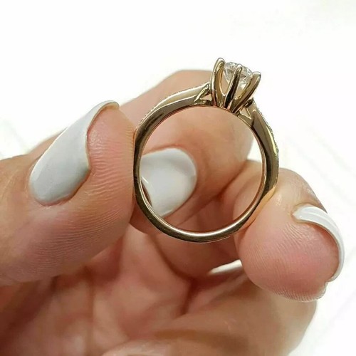 2Ct Round Cut Lab-Created Diamond Solitaire Wedding Ring 14k Yellow Gold Plated - Picture 3 of 7