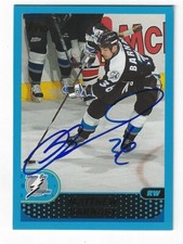 Autographed MATTHEW BARNABY TB Lightning 2001-02 Topps Card #143 Show ticket