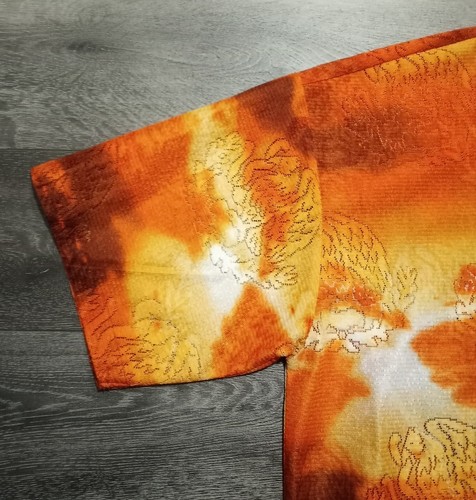 Vintage Zam Collection Mexican Cowboy Print Button Down Shirt Orange Mens Large - Picture 7 of 12