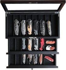 Pocket Knife Display Case for men collection holder 22-26 folding knife Ebony