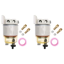 2X R12T Fuel Filter Water Separator 120AT w/Fuel Fitting for Boat Marine Spin-on