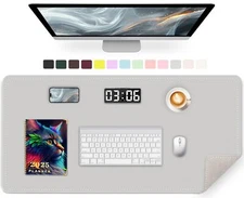 Large Desk Mat 35.4" x 17" PU Leather Desk Pad Protector Non-Slip Large Mouse...