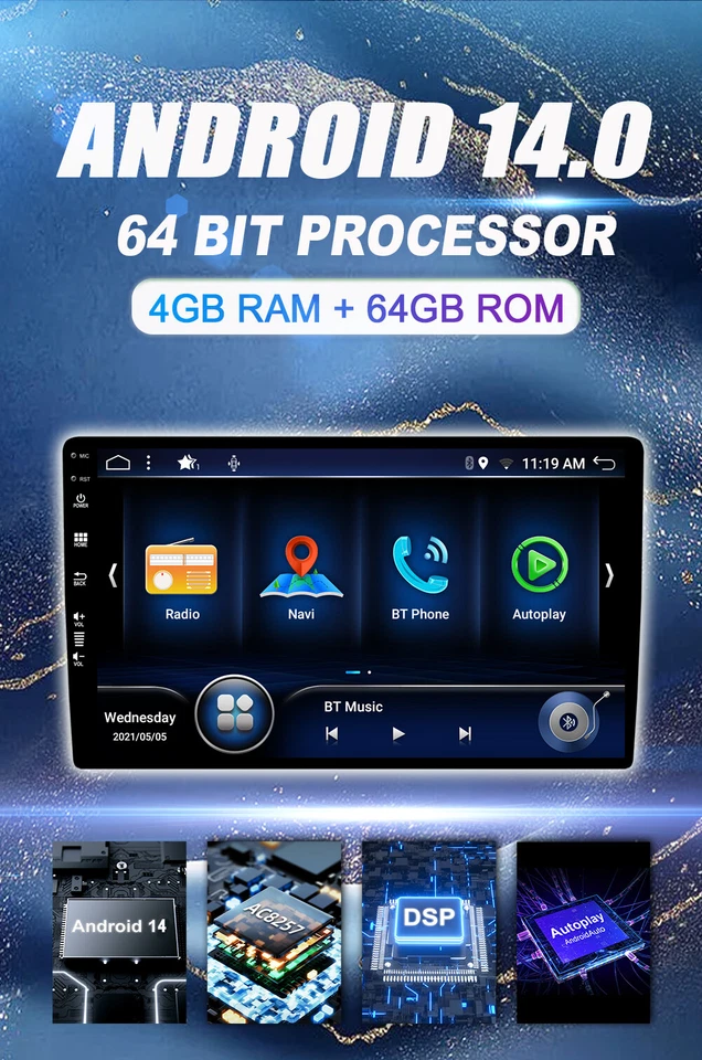 ✅10.1" 2DIN Car Stereo Radio Apple CarPlay Android Auto Blutooth Head Unit 4+64G - Image 3 of 4