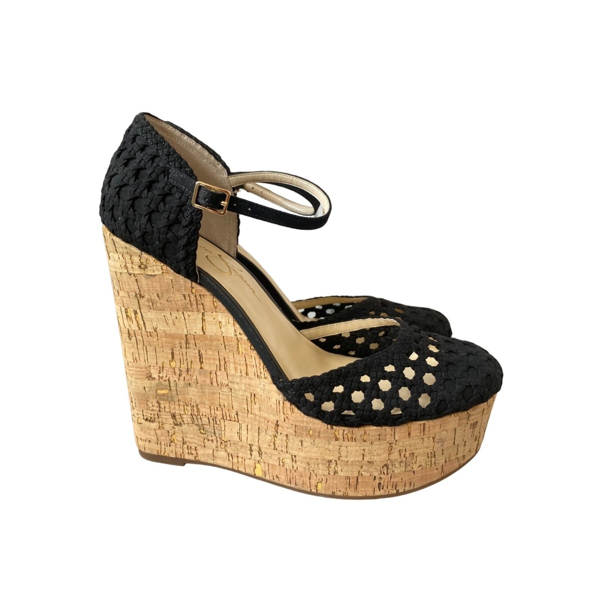 Marshela Round Jessica Simpson Cork Wedges Jessica Simpson Black