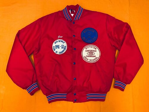 Rennoc Vintage Varsity Red Jacket Size L Made in … - image 1