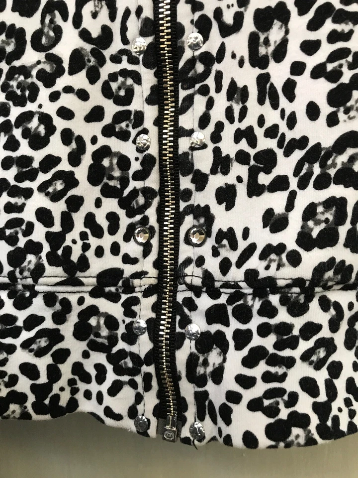 Jaqueta com capuz Christine Alexander feminina LEOPARDO 1/2 manga cristal Swarovski P - Imagem 3 de 4