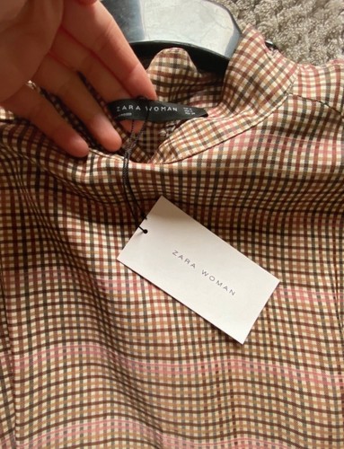 Zara Woman New With The Tags Checked Dress Brown Size M/10 - Picture 3 of 7