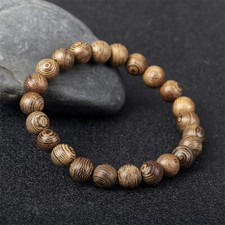 Eigso Bracciali In Legno 4 Pezzi | Mala Preghiera E Meditazione | Perline 8 E 10 Mm Con Cordino Elastico | Gioielli Uomo E Donna Unisex