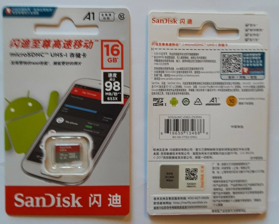 Sandisk Micro SD 16GB 98MB FREE FAST SHIPPING FROM CA. USA $12.99- 2PK - Image 2 of 4