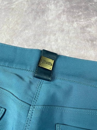 JEAN CLAUDE JITROIS Pants Womens S 36 Blue Leather Logo Made in France - Picture 5 of 8