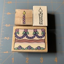 Hero Arts- Wood Rubber Stamp Birthday Cake And Candles Happy