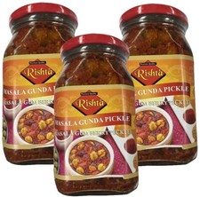 Rishta Masala Gunda Pickle 400g - Natural Ingredients - (Pack of 3)
