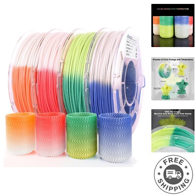 Smooth Printing 3D PLA Filament Bundle - Color Change with Temperature Effects