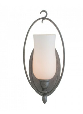 Kalco Lighting 7231FI/OPAL Mateo Bathroom 1 Light Bathroom Sconce Flecked Iron