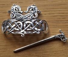 Viking Double Dragon Hairpin Celtics Knots Metal Hair Clip Jewelry - Uk Seller