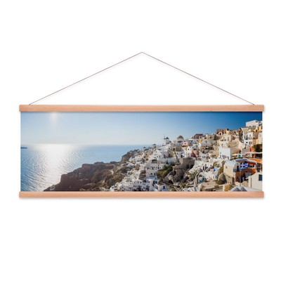 Stoffbild Kakemono mit Posterleisten Urlaub Griechenland Insel Stadt Santorini