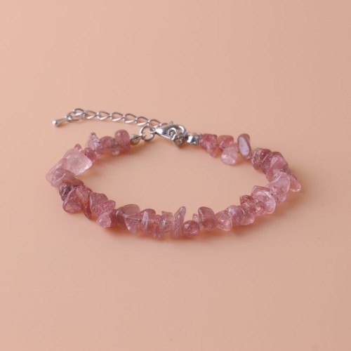 Unregelmäßiges Naturkristall-Kies-Armband Erdbeerkristall Rosa Kristall Amethyst - Picture 7 of 10