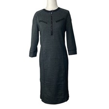 Lauren Ralph Lauren Dress Womens Small Gray 3/4 Sleeve Pullover 1/2 Zip Casual
