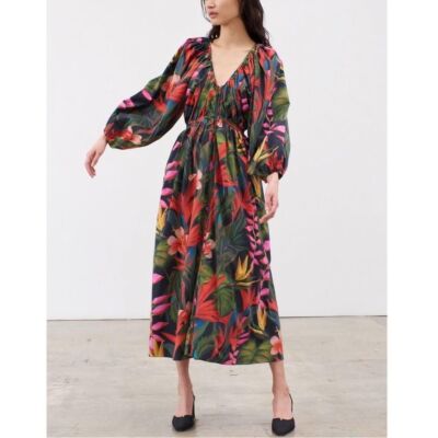 mara hoffman long sleeve dress Mara Hoffman Herbarium Swing Long Sleeve Mini Dress Size XS