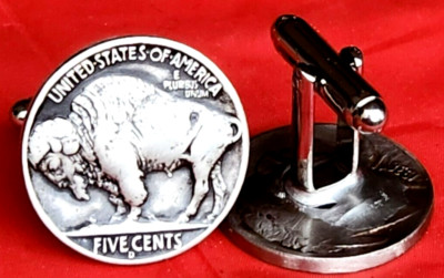 Authentic Buffalo Indian Nickel coins cuff links nice gift for him 